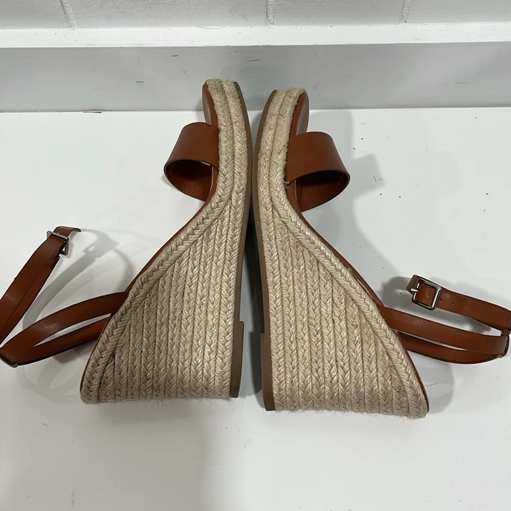 A New Day Brown Espadrille Shoes with Ankle Strap 8.5 Brown Camel tan color
